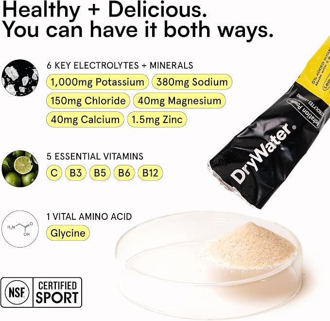 DryWater Electrolyte Powder Packets, Lemon Lime - Image 7