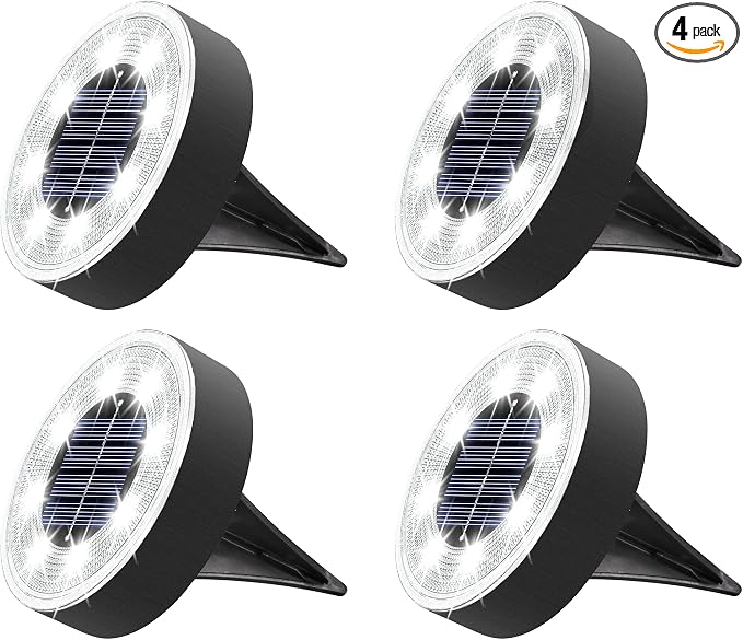 Joomer Solar Ground Lights, 4 Pack 8 LED Solar Lights Outdoor Waterproof IP68 by Joomer