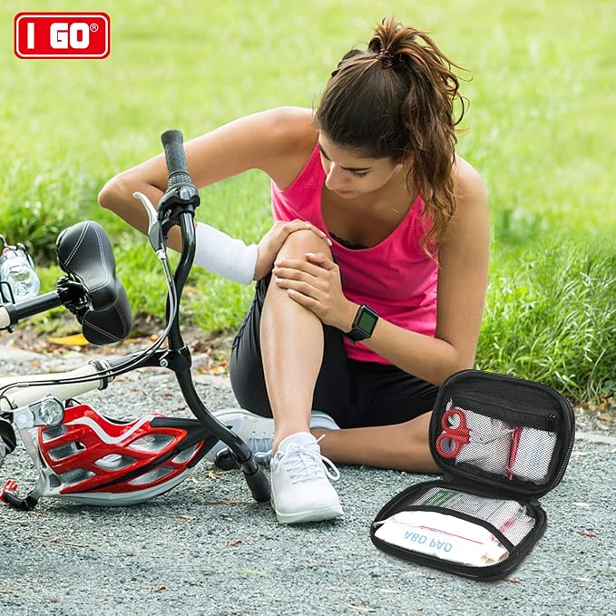 I GO 85 Pieces Hard Shell Mini Compact First Aid Kit, Small Personal Emergency - Image 5