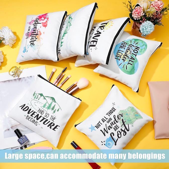 12 Pcs Travel Bag Adventure Awaits Makeup Bag Gifts World Map Cosmetic Case - Image 3