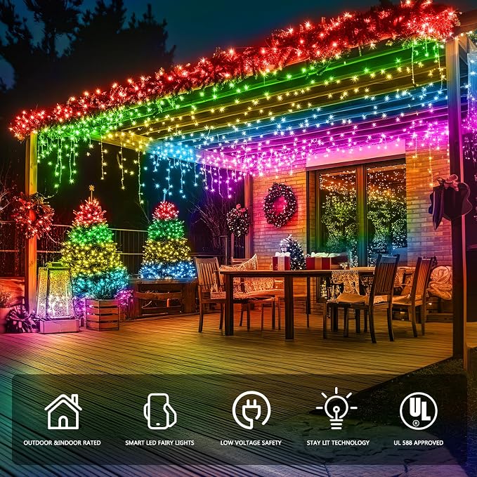 JMEXSUSS 200 LED RGB String Light 66ft Outdoor Indoor, Color Change Christmas - Image 8