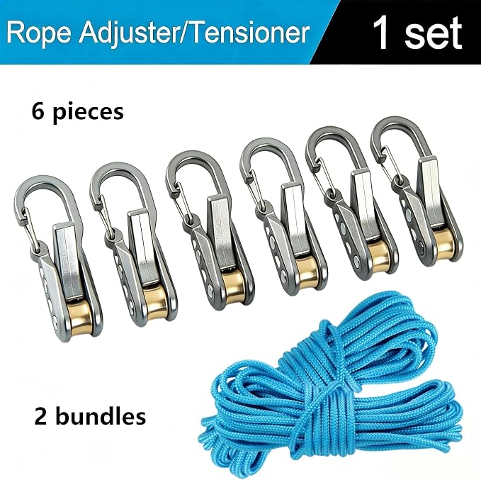 6-Pack Paracord Adjusters, Rope Tightening Tool & Tensioner, Heavy-Duty Roller - Image 6