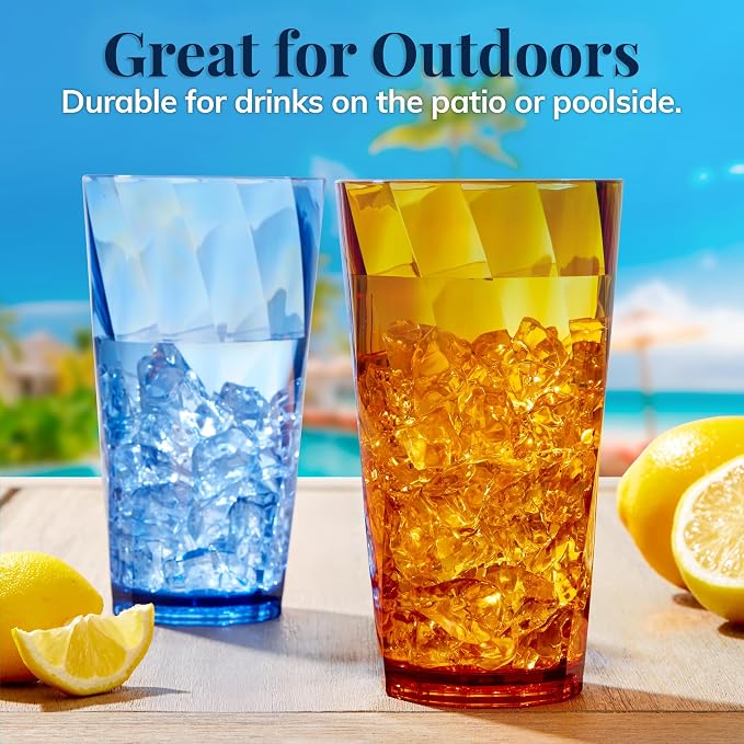 US Acrylic Optix Plastic Reusable Drinking Glasses 20oz Water Cups in Jewel - Image 7