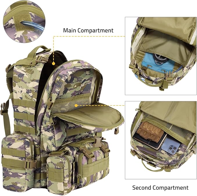 CVLIFE Tactical Backpack Military Army Rucksack 60L Large Assault Pack - Image 5