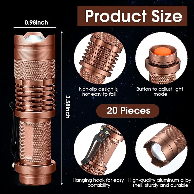 Fumete 20 Pieces LED Flashlight Mini 3 Mode Tactical Torch Small Water - Image 2