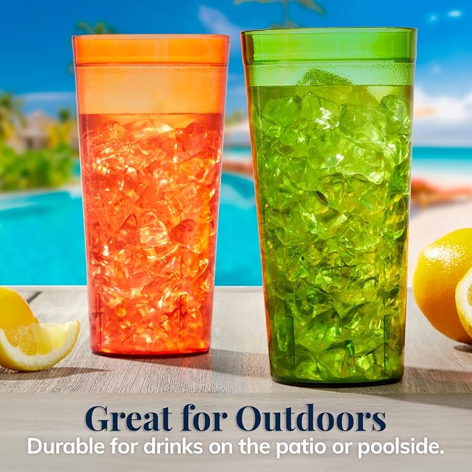 US Acrylic Café Plastic Reusable Tumblers 32-ounce Iced-Tea Cups, Made in the - Image 7