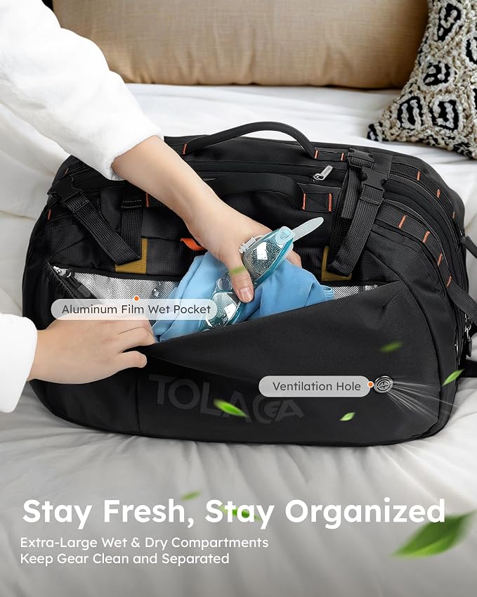 Tolaccea Travel Backpack for Men Women, 40L-50L Carry On Backpack - Image 4