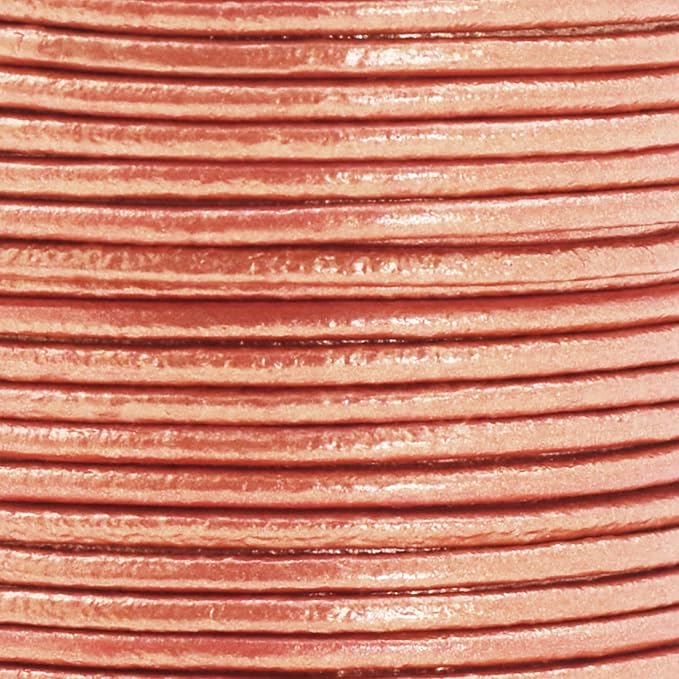 Mandala Crafts Round Genuine Rose Gold Leather Cord - Image 3