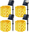 JMEXSUSS 4 Pack 100 LED Solar Fairy Lights, 33ft Warm White Solar String Lights by JMEXSUSS