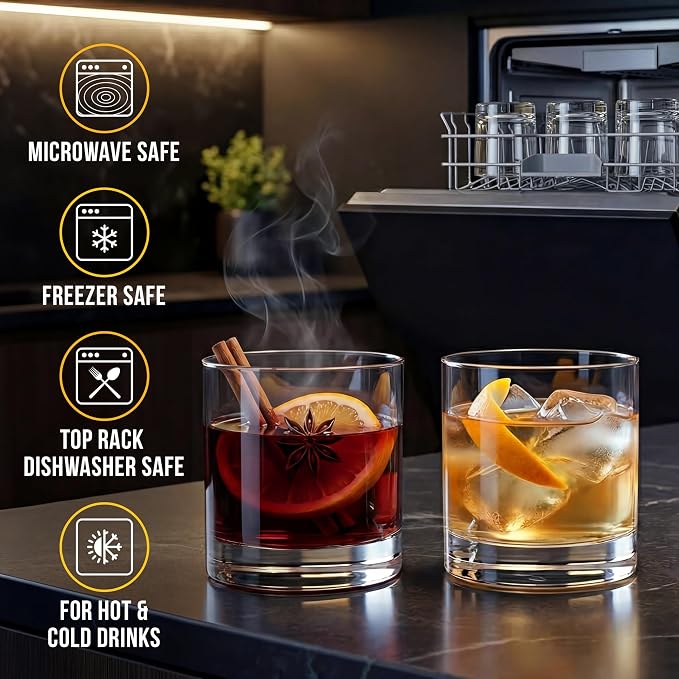 Bravario Unbreakable Whiskey Glasses, Plastic Rocks Glasses — 12.5 oz Clear - Image 5