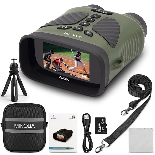 Minolta 10x25 Digital Night Vision Monocular w/Built-in 4K HD Video Camera by Minolta