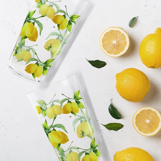 Reston Lloyd Calypso Basics Fresh Lemons 19 oz Acrylic Drinkware Set of 6 – - Image 4