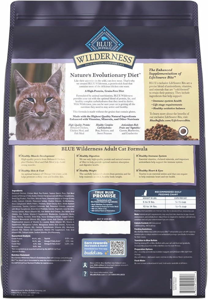 Blue Buffalo Wilderness Natural Adult Dry Cat Food, High-Protein and Grain-Free - Image 2