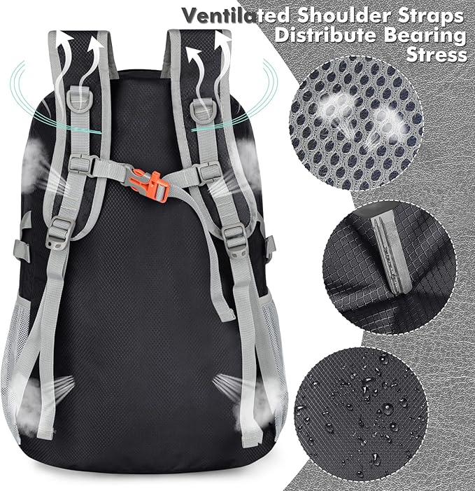 ZOMAKE Lightweight Packable Backpack 30L, Foldable Hiking Backpacks Water - Image 5