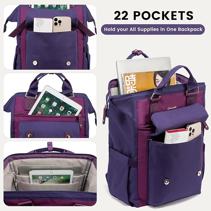 LOVEVOOK Laptop Backpack for Women Work Travel Computer Backpacks Purse - Image 2