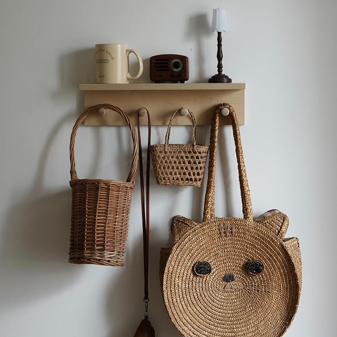 Entrance Coat Rack ，Coat Hooks, Wall-Mounted Wooden Hook Rack, Wall-Mounted - Image 5