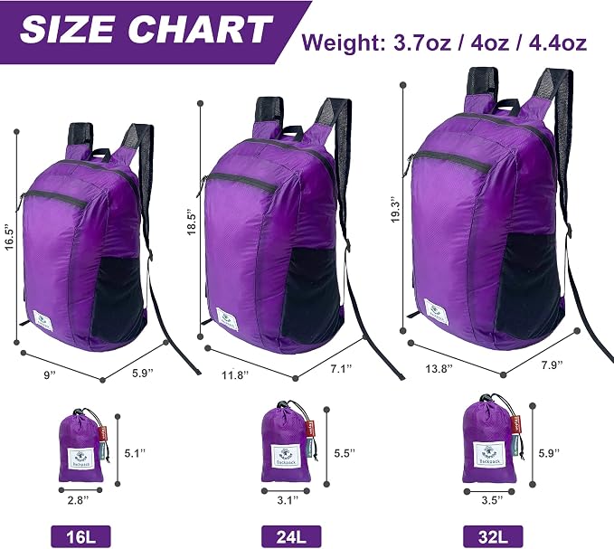 4Monster Hiking Daypack, Water Resistant Lightweight Packable Backpack - Image 3
