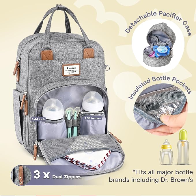 RUVALINO Diaper Bag Backpack-Multifunction Travel Baby Diaper Bag - Image 3