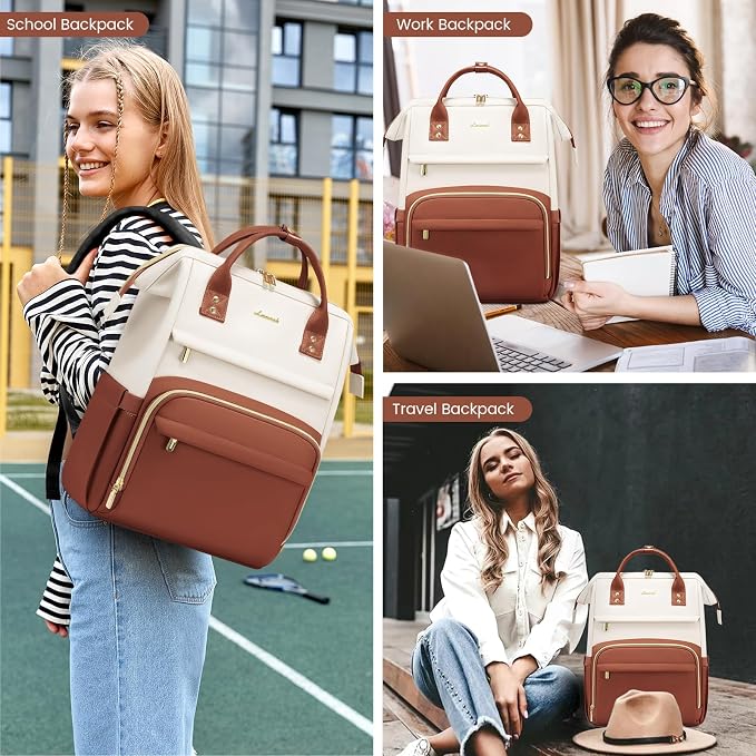 LOVEVOOK Leather Backpack for Women, 15.6 inch Laptop Backpack, Professional - Image 6