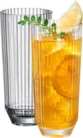 Khen Plastic Acrylic Ribbed Drinking Glasses – Set of 2 Clear 11.8oz Tritan by Khen