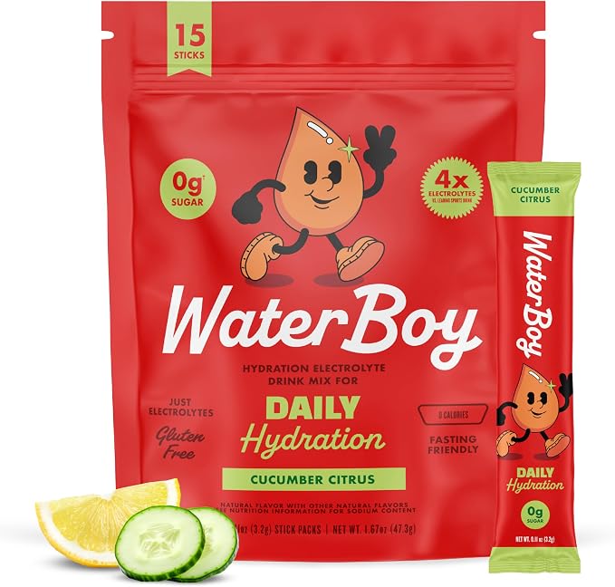 Waterboy Daily Hydration | 1, 570mg Electrolyte Powder Packets | No Sugar by WaterBoy