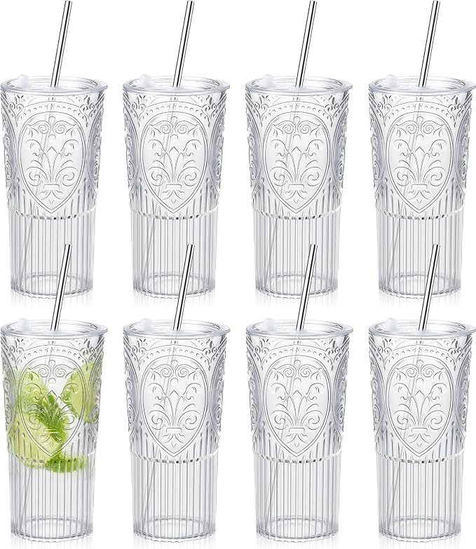 8 Set 20oz Vintage Plastic Tumbler by Unknown