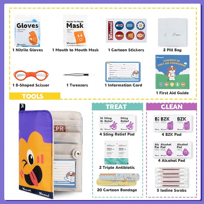StBernard First Aid Kit for Kids, Small Pocket Size Medical Kit - Image 2