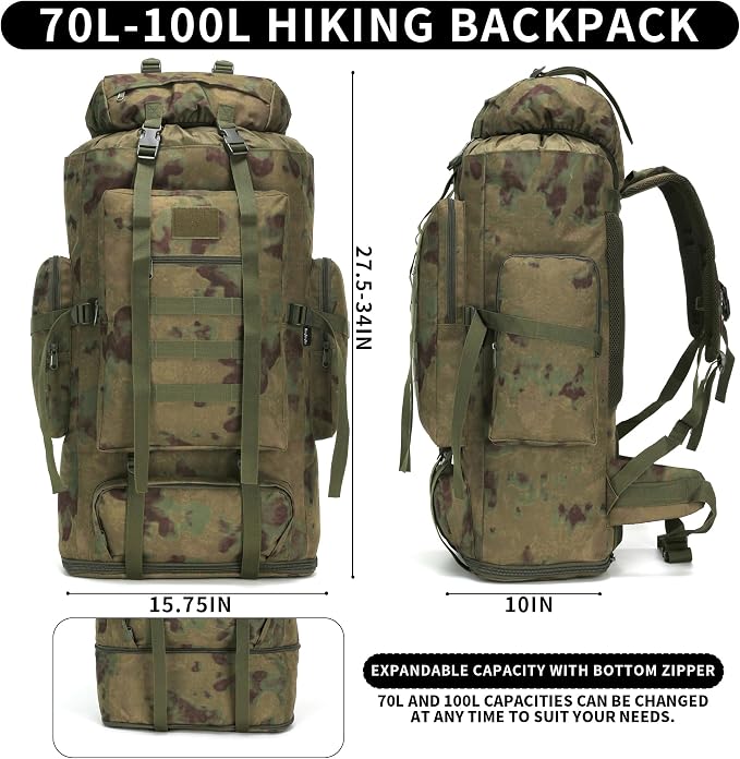 Hiking Backpack for Men 70L/100L Camping Backpack Military Rucksack Molle 3 - Image 2