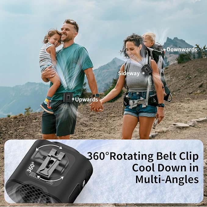 Socool 14500mAh Portable Waist Fan Clip on Belt 360 Rotation Wearable - Image 5