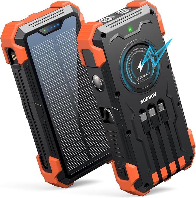 Sudrov Solar Charger Power Bank, 42800mAh Wireless Portable Charger by Sudrov