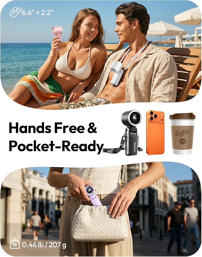 Gaiatop Portable Handheld Turbo Fan, 15 Hrs Cooling, 180° Foldable 4-in-1 Hand - Image 6