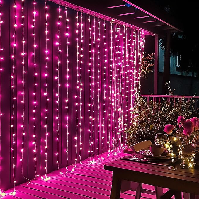 Dazzle Bright 300 LED Curtain String Lights, Valentine's Day Fairy Lights - Image 6
