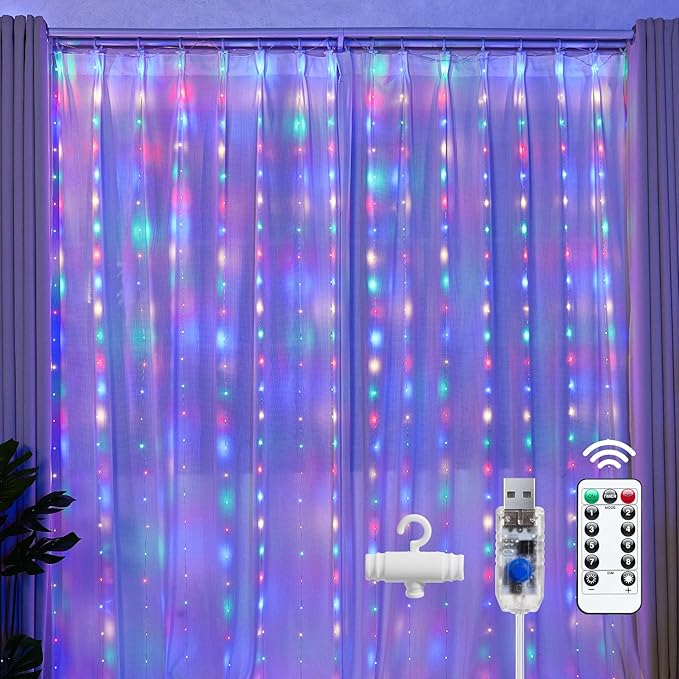 Brightown 300 LED Fairy Curtain Lights, Curtain String Lights, USB Plug in 8 by Brightown