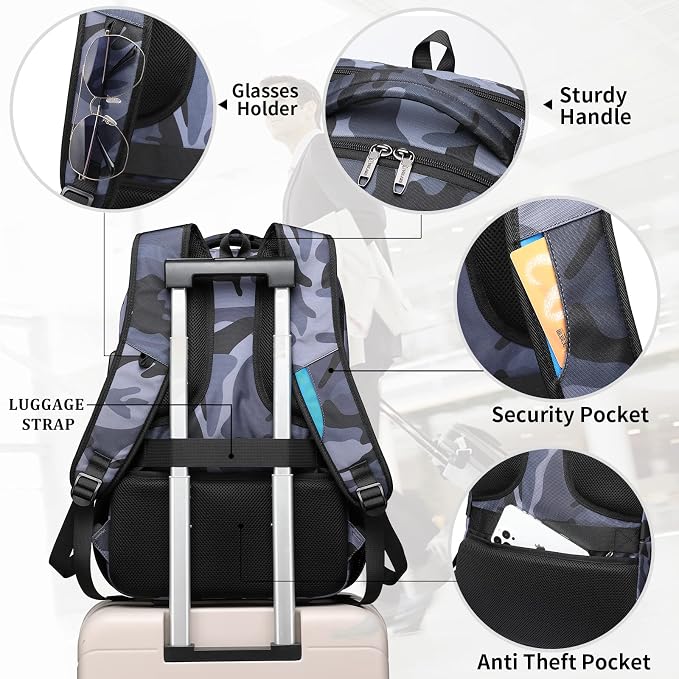 DUSLANG 17 Inch Travel Laptop Backpack Water Resistant Hiking Backpack - Image 6
