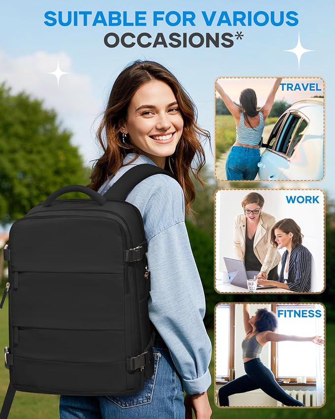 coofay Large Black Travel Backpack - Image 9