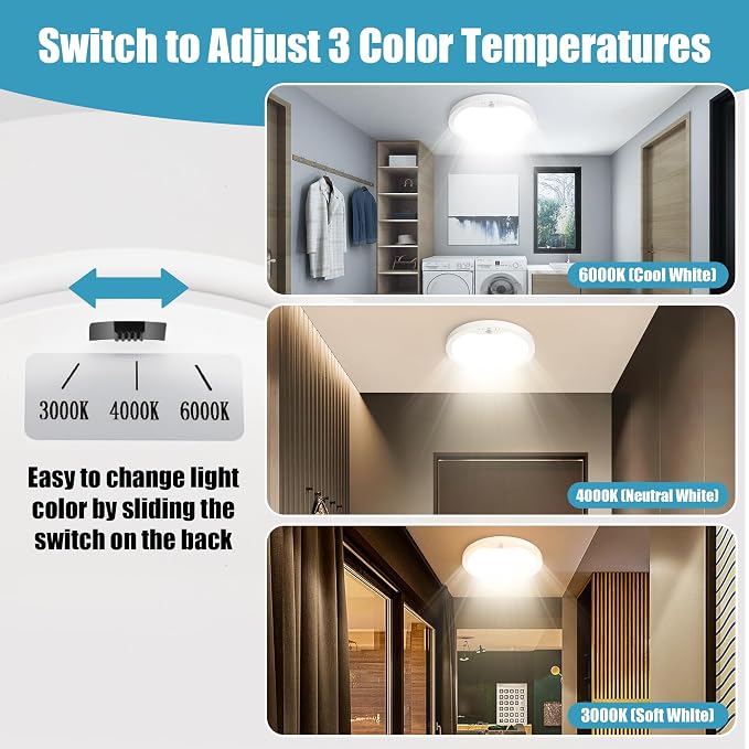 NEWKAZ 9Inch Motion Sensor Ceiling Light Hard-Wired, 20W Indoor Flush Mount LED - Image 2