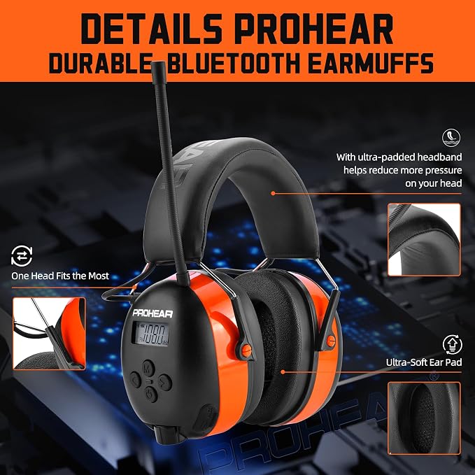 PROHEAR 033 2.0 Upgraded Bluetooth Hearing Protection AM FM Radio Headphones - Image 7