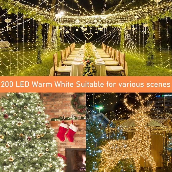 66FT 200LED Christmas String Lights Outdoor/Indoor, Extendable Twinkle Fairy - Image 7