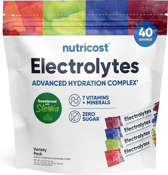 Nutricost Electrolytes Complex, Variety Pack Flavored, 40 Stickpacks by Nutricost