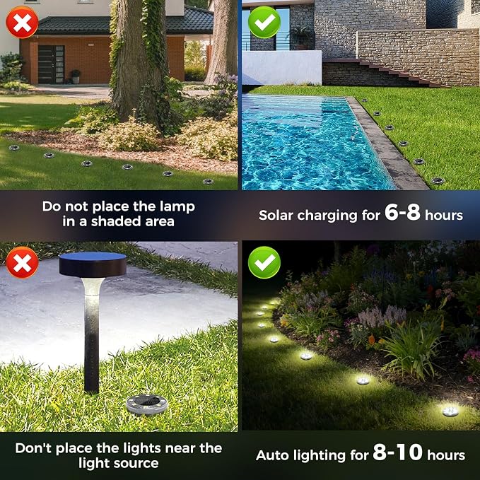 Peasur Mini Solar Ground Lights, 18 Pack Flat Solar Disc Lights Outdoor - Image 9