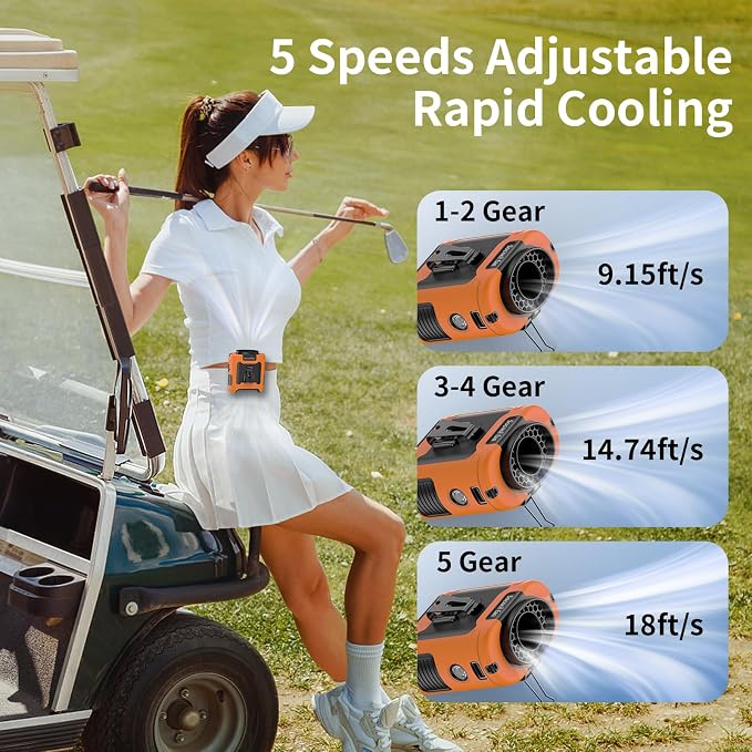 Socool 10000mAh Portable Waist Fan Clip on Wearable Belt Personal Fan - Image 2