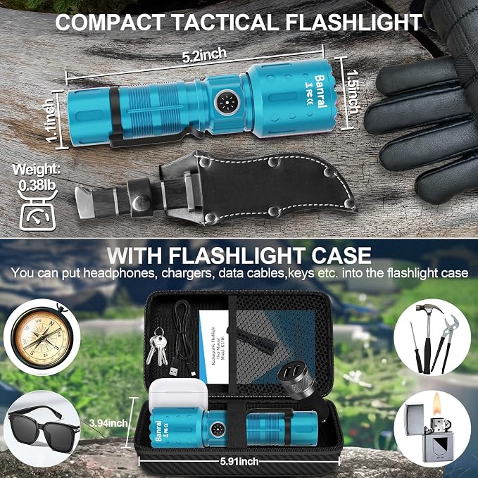 Banral Flashlights High Lumens Rechargeable, Super Bright Long Range Small - Image 2