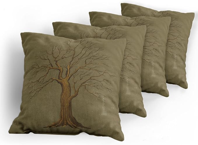 Ambesonne Tree Throw Pillow Cushion Case Pack of 4, Illustration of a Big Tree - Image 5