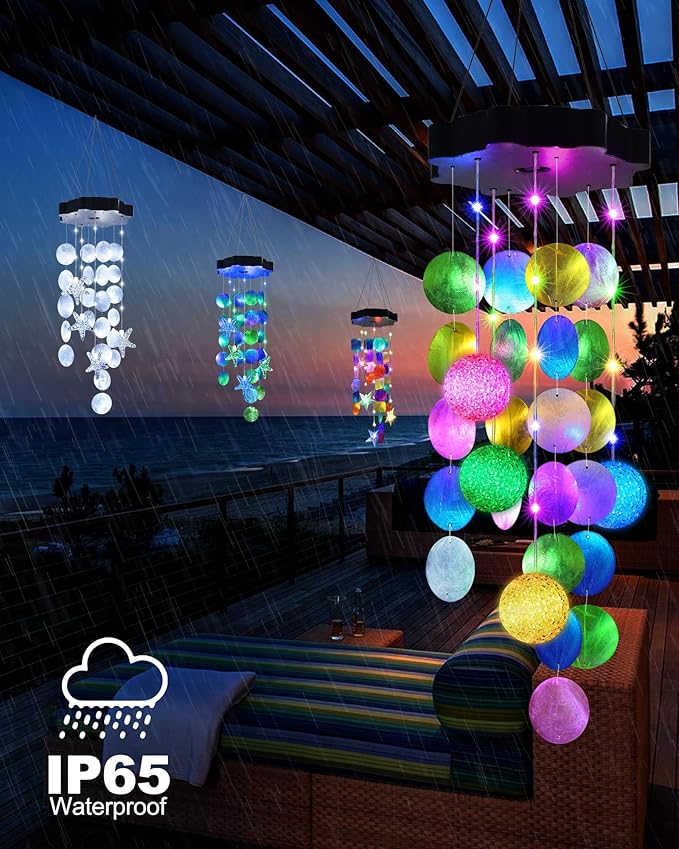 Toodour Solar Wind Chimes for Outside, Hanging Pastel Lights - Image 3