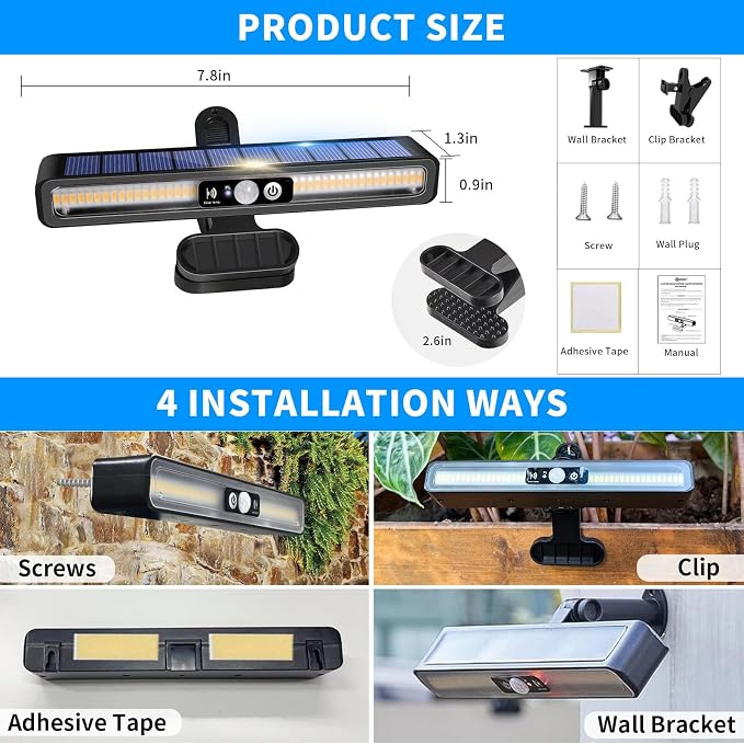 Clip On Solar Motion Lights Outdoor Waterproof, 6 Pack Motion Sensor Outdoor - Image 5