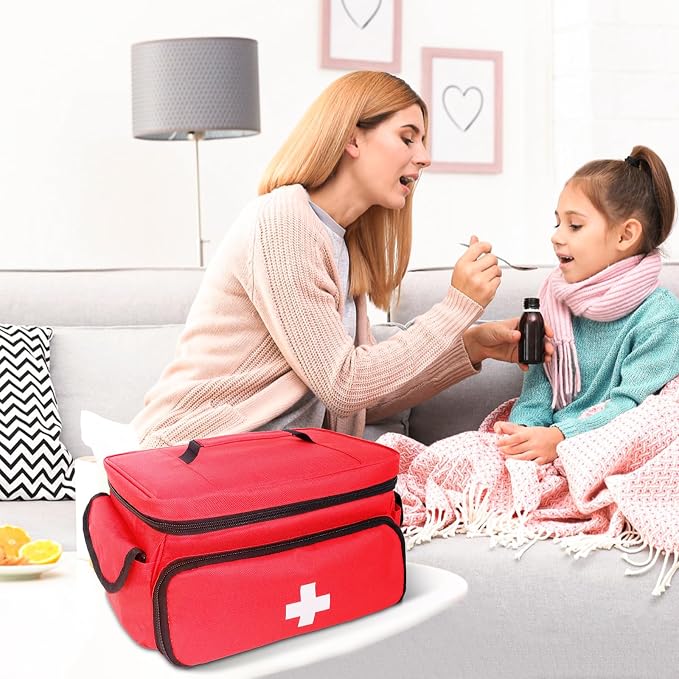 ALSLEA First Aid Bag Empty First Aid Kit Storage Box 12" x 9" x 7" Medical Bag - Image 5