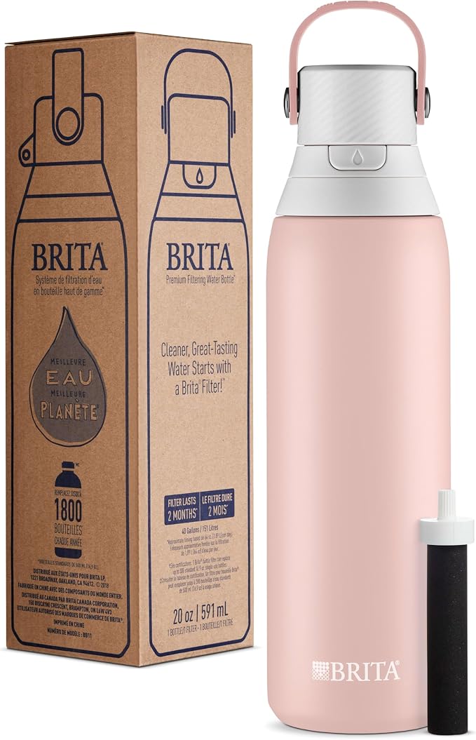 Brita Stainless Steel Premium Filtering Water Bottle, Replaces 300 Plastic - Image 9