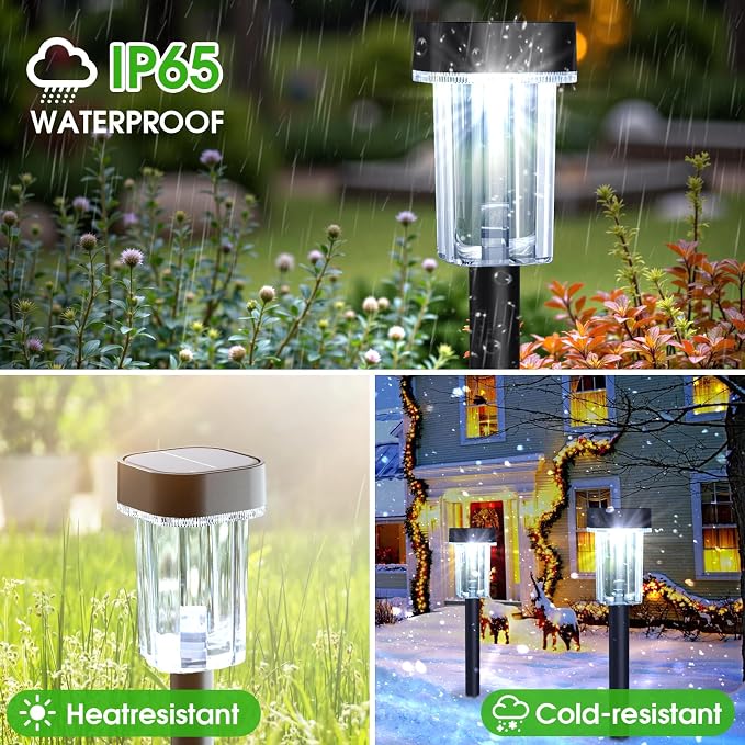 Outdoor Solar Lights for Yard 8 Pack, Solar Pathway Lights Waterproof 6000K - Image 6