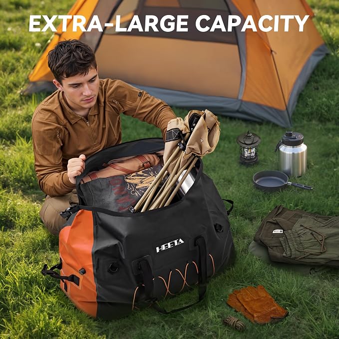 HEETA Waterproof Duffel Bag Motorcycle Dry Bag Backpack, 60L/80L Extra Large - Image 2