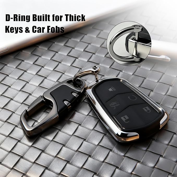 Keychain with Carabiner Clip, 4 Heavy Duty Key Rings and D Ring - Image 2
